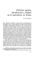 Reforma agraria, planificación y empleo en la agricultura de Kenia