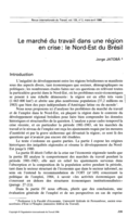 Le marché du travail dans une région en crise: le Nord-Est du Brésil