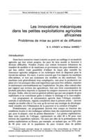 Les innovations mécaniques dans les petites exploitations agricoles africaines: problèmes de mise au point et de diffusion