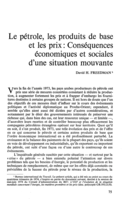 Le pétrole, les produits de base et les prix: conséquences économiques et sociales d'une situation mouvante
