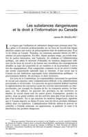 Les substances dangereuses et le droit à l'information au Canada