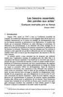 Les besoins essentiels: des paroles aux actes, quelques exemples pris au Kenya