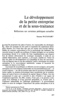 Le développement de la petite entreprise et de la sous-traitance: réflexions sur certaines politiques actuelles
