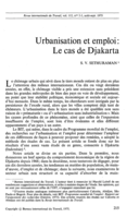 Urbanisation et emploi: le cas de Djakarta