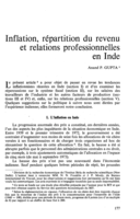 Inflation, répartition du revenu et relations professionnelles en Inde