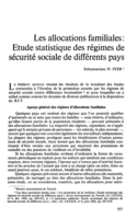 Les allocations familiales: etude statistique des régimes de sécurité sociale de différents pays