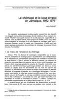 Le chômage et le sous-emploi en Jamaïque: 1972-1978