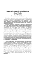 Les syndicats et la planification dans l'Inde