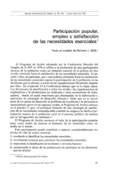 Participación popular, empleo y satisfacción de las necesidades esenciales