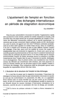 L'ajustement de l'emploi en fonction des échanges internationaux en période de stagnation économique