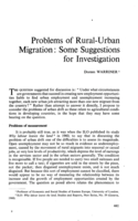Problems of rural-urban migration: some suggestions for investigation