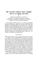 The current labour force sample survey in Egypt (UAR)