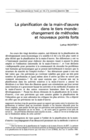 La planification de la main-d'oeuvre dans le tiers monde: changement de méthodes et nouveaux points forts