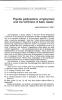 Popular participation, employment and the fulfilment of basic needs