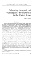 Enhancing the quality of working life: developments in the United States