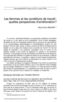 Les femmes et les conditions de travail: quelles perspectives d'amélioration?