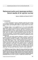 Retirement policy and Japanese workers: some results of an opinion survey