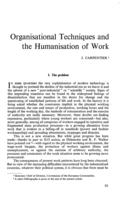 Organisational techniques and the humanisation of work