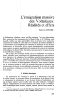 L'émigration massive des Voltaïques: réalités et effets