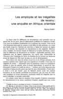 Les employés et les inégalités de revenu; une enquete en Afrique orientale