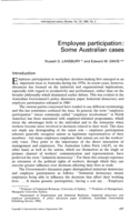 Employee participation: some Australian cases