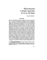 Mecanización y empleo agrícolas en el sur de Italia