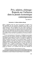 Prix, salaires, chômage: regards sur l'inflation dans la pensée économique contemporaine