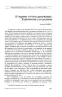 El ingreso mínimo garantizado: experiencias y propuestas