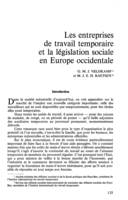 Les entreprises de travail temporaire et la législation sociale en Europe occidentale