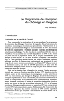 Le Programme de résorption du chômage en Belgique