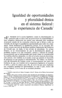 Igualdad de oportunidades y pluralidad étnica en el sistema federal: la experiencia de Canadá