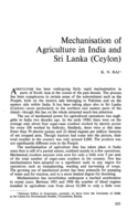 Mechanisation of agriculture in India and Sri Lanka (Ceylon)
