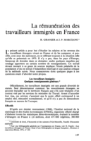 La rémunération des travailleurs immigrés en France