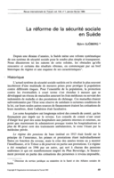 La réforme de la sécurité sociale en Suède