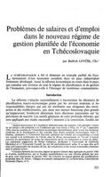 Problèmes de salaires et d'emploi dans le nouveau régime de gestion planifiée de l'économie en Tchécoslovaquie