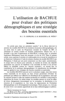 L'utilisation de BACHUE pour évaluer des politiques démographiques et une stratégied es besoins essentiels