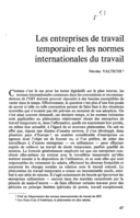 Les entreprises de travail temporaire et les normes internationales du travail