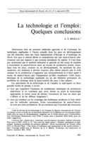 La technologie et l'emploi: quelques conclusions