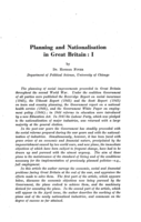 Planning and nationalisation in Great Britain: I