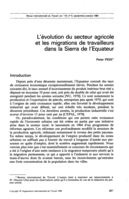 L'évolution du secteur agricole et les migrations de travailleurs dans la Sierra de l'Equateur