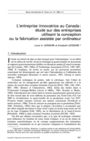 L'entreprise innovatrice au Canada: étude sur des entreprises utilisant la conception ou la fabrication assistée par ordinateur
