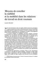 Moyens de concilier la stabilité et la mobilité dans les relations de travail en droit roumain