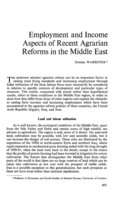 Employment and income aspects of recent agrarian reforms in the Middle East