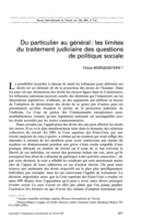 Du particulier au général: les limites du traitement judiciaire des questions de politique sociale