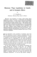 Minimum wage legislation in Canada and its economic effects