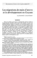 Les migrations de main-d'oeuvre et le développement en Guyane