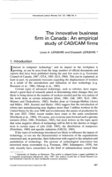 The innovative business firm in Canada: an empirical study of CAD/CAM firms