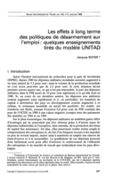 Les effets à long terme des politiques de désarmement sur l'emploi: quelques enseignements tirés du modèle UNITAD