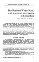 National wages board and minimum wage policy in Costa Rica