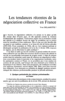 Les tendances récentes de la négociation collective en France
